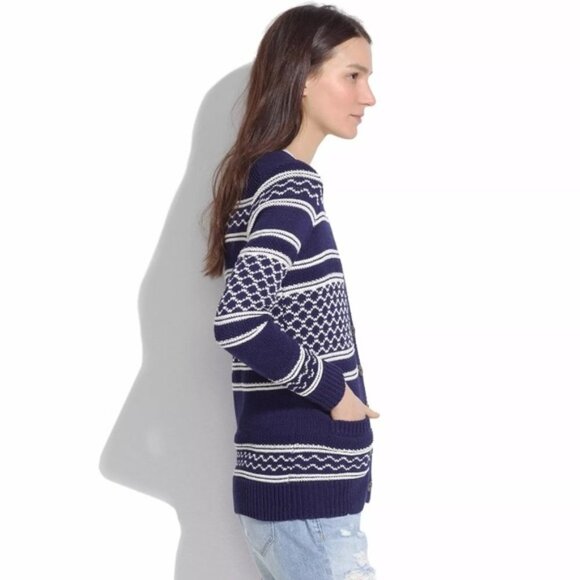 Madewell Blue Cozy Stitchway Cardigan Sweater - Picture 3 of 7